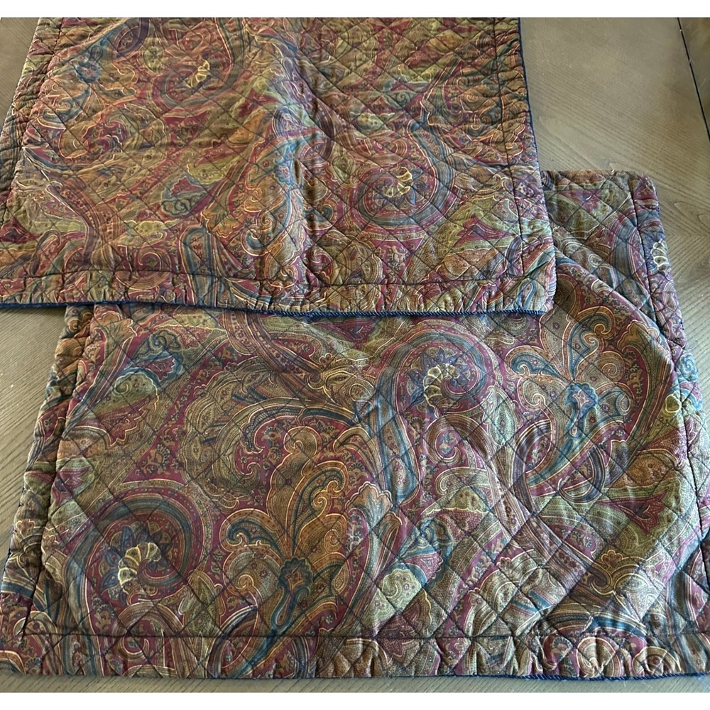 2 American Living Lichfield Litchfield Ralph Lauren Quilted Paisley Pillow Shams